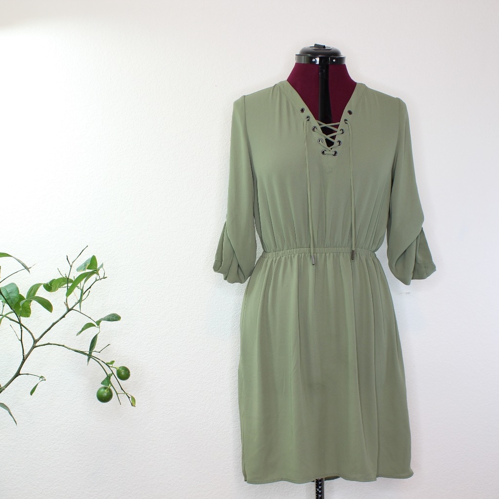 Sold Mossimo Army Green Sheer 3/4 sleeve - Picture 2 of 14
